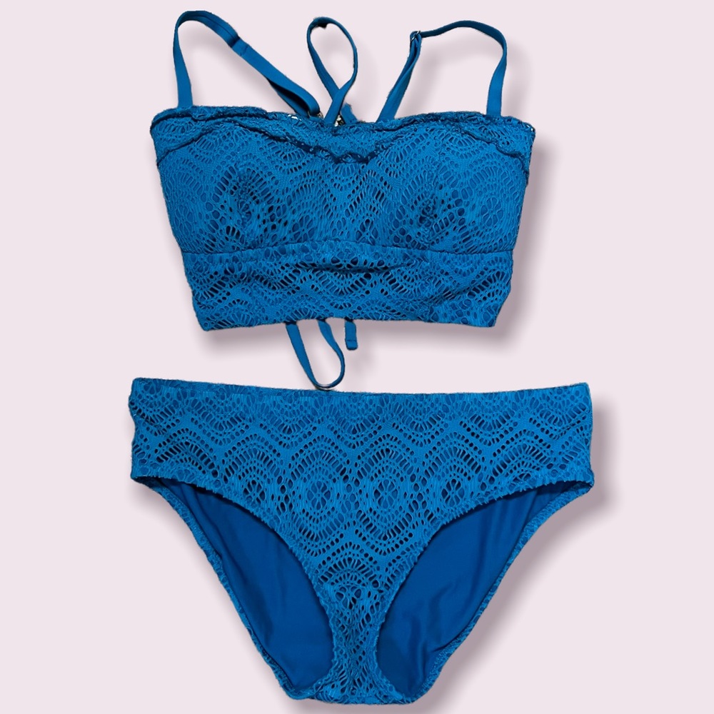 BECCA Blue Crochet Bikini Set